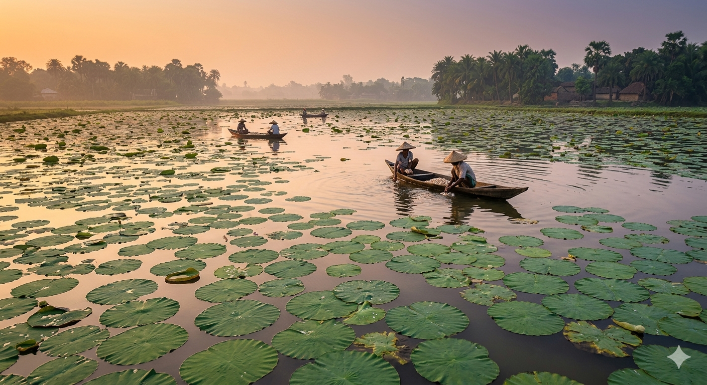 Natural Makhana harvesting from the wetlands of Mithila, Bihar — Quantyra Labs